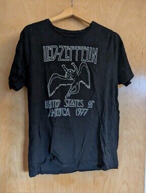 Unisex Led Zeppelin Band Tee Black Cotton